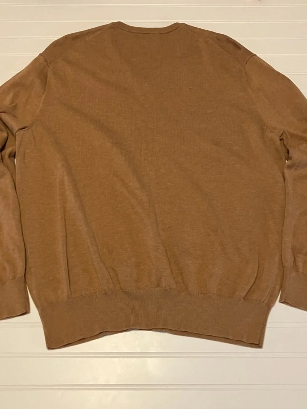 Polo Ralph Lauren Sweater Mens XL Tan Camel Pima Cotton V-Neck Tonal Pony - Picture 4 of 6